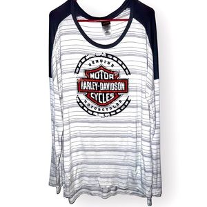 Women’s Large Harley-Davidson (HD) Raglan striped jersey style top - Cozy Fit
